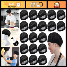 20 Pcs Adjustable Chef Hats, Mesh Cooking Caps, Reusable Bouffant Beanies, Black