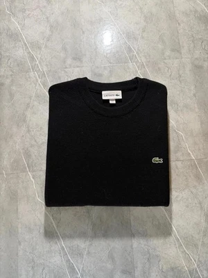 Pull Lacoste Col Rond Crewneck, Laine Maille Fine, Noir, Logo Crocodile Brodé - Photo 1/4