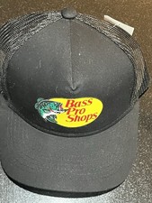 Bass Pro Shops Youth Hat Cap Snap Back Black Mesh Trucker Fishing-Adjustable