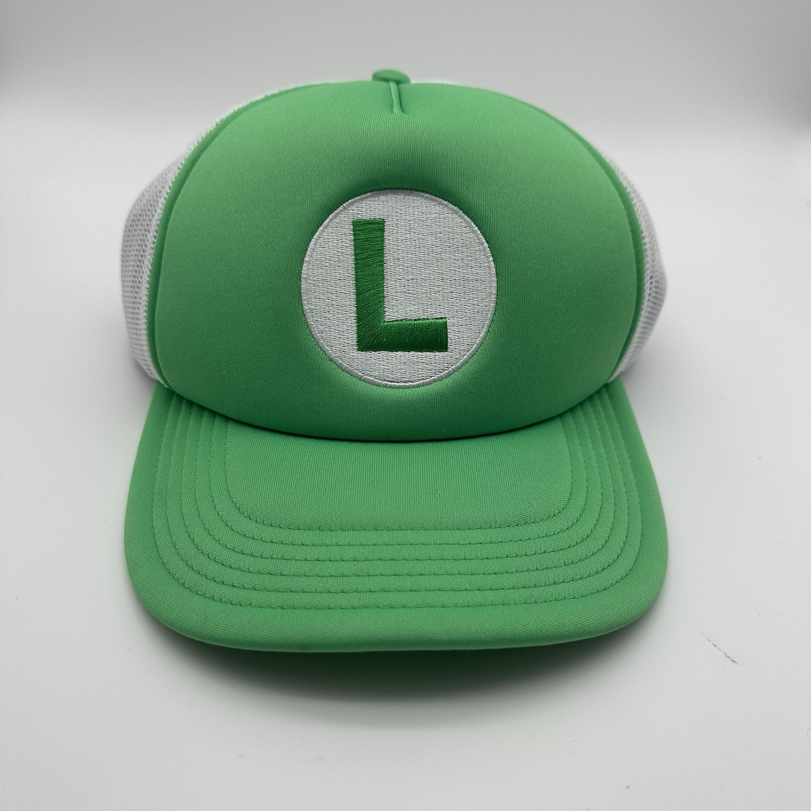 Luigi Super Mario Snapback Trucker Mesh Hat Green White Official Nintendo