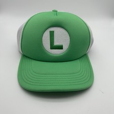 Luigi Super Mario Snapback Trucker Mesh Hat Green White Official Nintendo