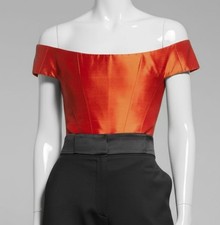 Rozie Corset Women's Orange Off-Shoulder Silk Corset Top Size 36