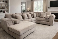 Luxury | U Shape Sofa | Chaise End | Full Back | Mink Fabric  | Extra Pillows 