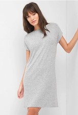 Gap Softspun stripe crossback dress, Grey Stripe SIZE Small
