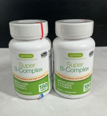 2X Igennus Super B-Complex Methylated B-Vitamins, LARGER 180 Tablets 360 TOTAL