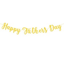 Happy Father  s Day Decorations Banner, Glitter Gold Fathers Day Party Supplies l