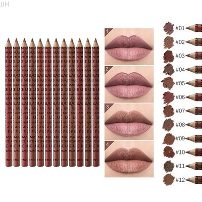 12pcs Matte Lip Liner Set - Long Lasting Lip Liner Pencil Pen Makeup Collection