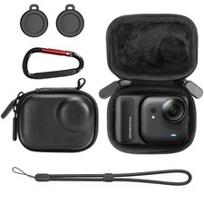 Black Hard Leather Carrying Travel Case Bag For Insta360 Go Ultra Camera