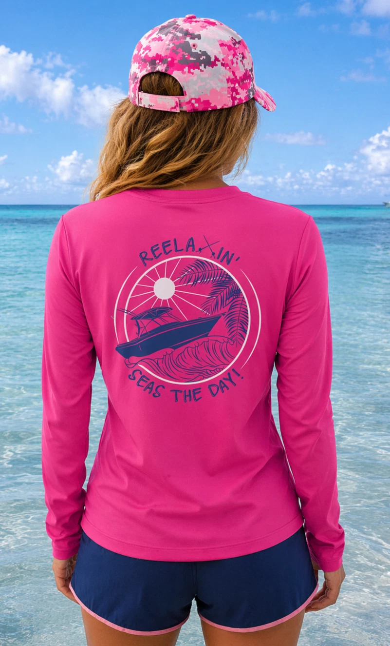 Seas The Day UPF 50 Shirt Boating Long Sleeve Saltwater Fishing Shirt for Men