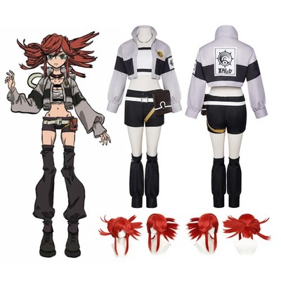 Anime GACHIAKUTA Riyo Reaper Cosplay Fancy Dress Coat Leg Red Wig Hair Halloween