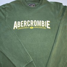VTG Abercrombie  Fitch 90s Long Sleeve Green Big Logo S Gorpcore Y2K Streetwear