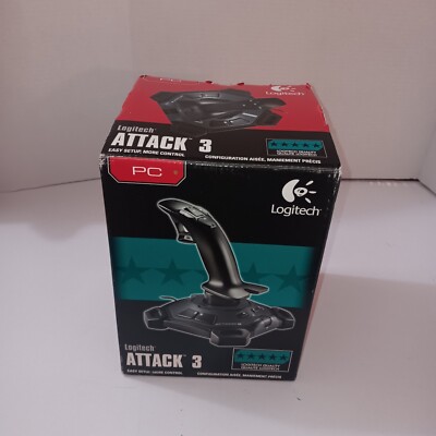 Logitech ATTACK 3 Video Game Flight Joystick Controller USB 2.0 Wired For PC
