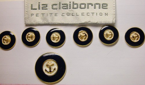 LIZ CLAIBORNE enameled anchor replacement buttons,great w/cruise outfits, $25.95