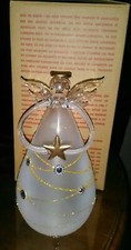 Avon Christmas Glass Angel w/ LED Light * Circa 2015 Collectible * New In Box