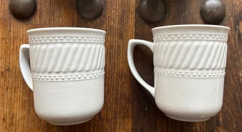 Gibson Designs Regalia White Coffee China Raised Design Set Of 6