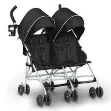 Side by Side Double Stroller Lightweight Foldable Adjust Space-Saving Stroller