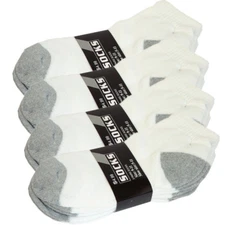 3-12 Pairs Ankle Quarter Crew Mens Sports Socks White 2 Tones Cotton Size 9-13