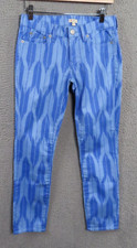 J Crew Factory Jeans Womens 26 Ankle Toothpick Blue Chevron Twill Stretch NEW