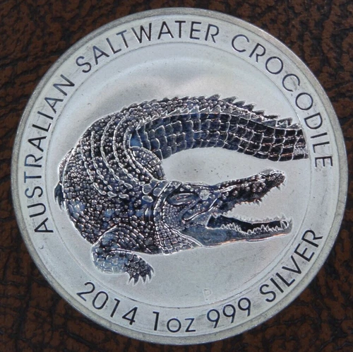 2014 Australia Saltwater Crocodile 1 oz Silver Round .999 Bullion