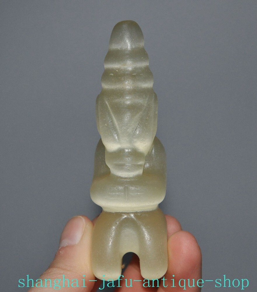 China Hongshan culture Cat Eyes stone fengshui Sun God Helios Statue pendant