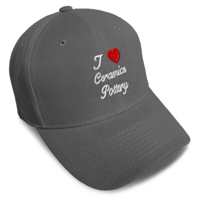 Baseball Cap I (Love) Ceramics Pottery Red Heart Hobbies Lovers Ceramics Pottery