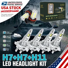 CANBUS 6X H7 + H7 + 5730 LED Headlight Combo High/Low Beam Fog Light 10000LM