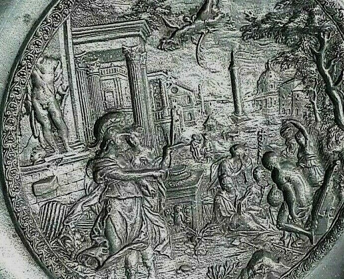 Early 17th Century Art Themed Pewter Plate, Greek history story scene