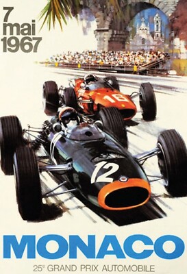 Top-Schilder, versch. Größen, Grand Prix Monaco, Mai 1967, Rennwagen, neu & ovp