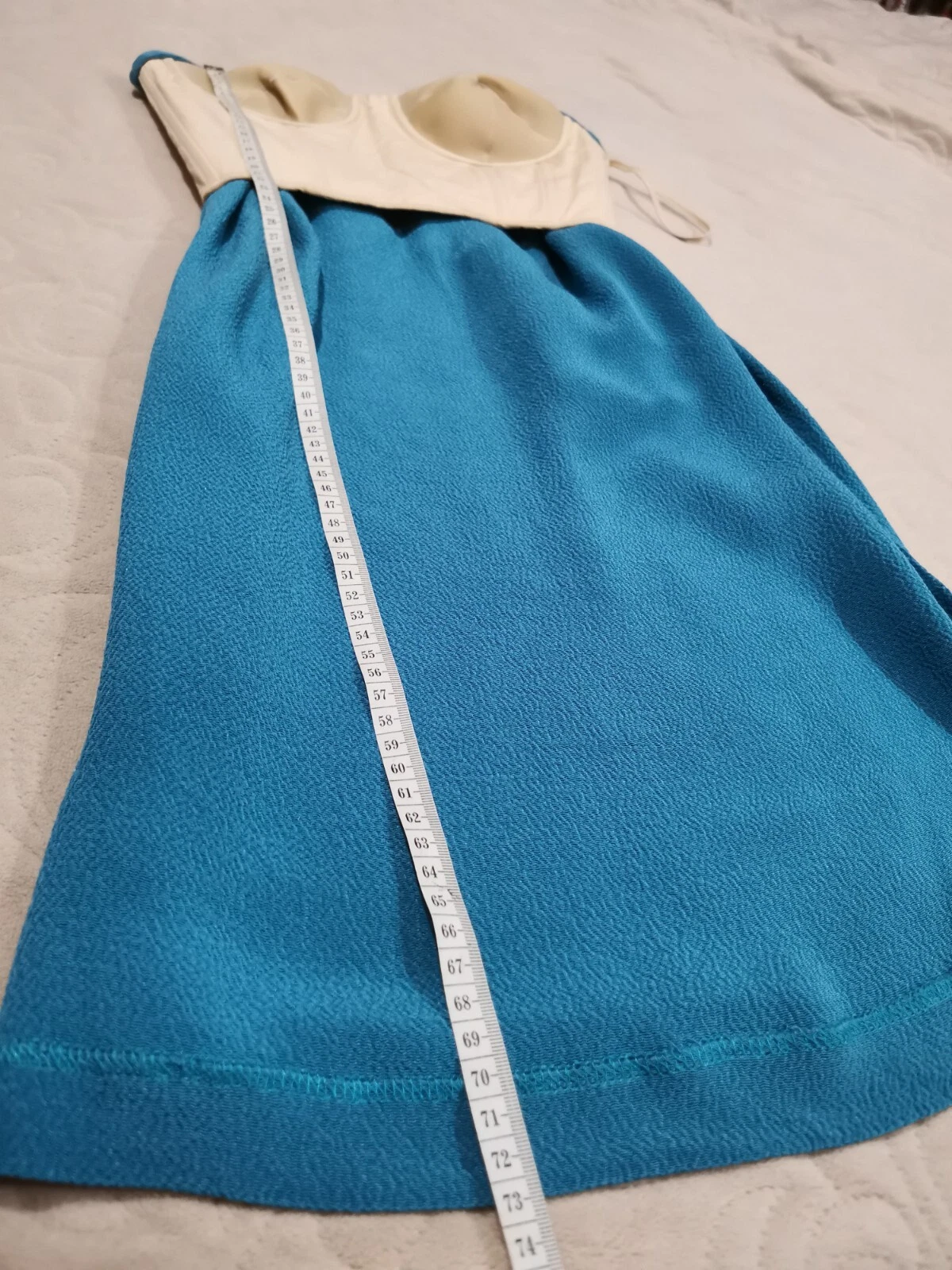 Abito AUTH RUNWAY resort 2010 Bottega Veneta corsetto senza spalline seta blu IT 38