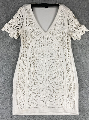 French Connection Mini Dress Women's Size 12  White V neck $148 / 30-4