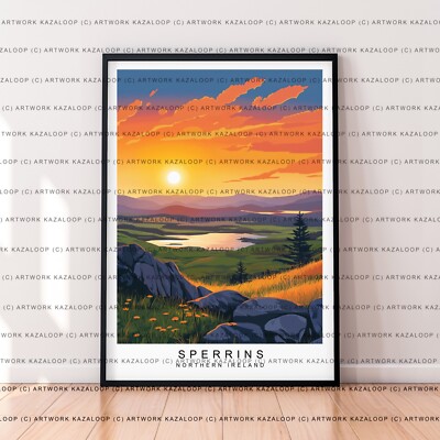 Sperrins Landscape Sunset Print Unframed Illustration Art Northern Ireland Scene
