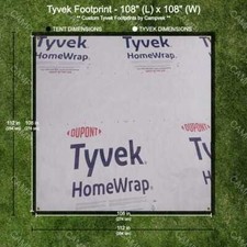 9' x 9' Tyvek Footprint, ground cloth, tarp w/ reinforced grommet corners