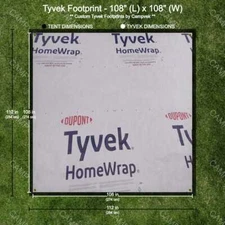 9' x 9' Tyvek Footprint, ground cloth, tarp w/ reinforced grommet corners