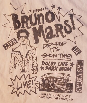 Bruno Mars T Shirt XL Park MGM Residency 2023 ULTRA RARE ! Las