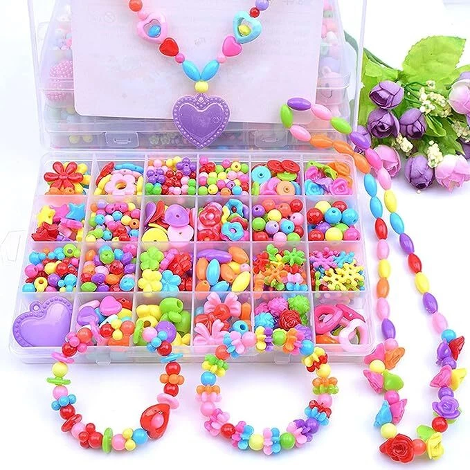 Plastic Beads for Kids Crafts Children's Jewelry Making Kit Bracelets  Necklace