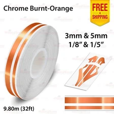 1/8" & 1/5" Twin Lines Stripe Tape Styling Vinyl Sticker CHROME BURNT-ORANGE