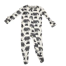 Kate Quinn Gray Elephant Family Long Sleeve Zipper Footie Size 0-3 Months Modal