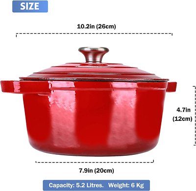 Puricon Quart Enameled Cast Iron Dutch Oven, round Enamel