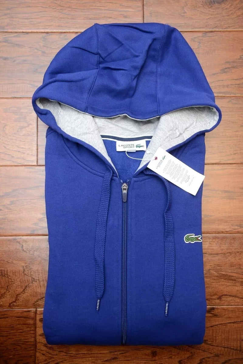 Lacoste Sport SH7609 Men DK Blue UV Protection Cotton Hooded Jacket Hoodie 4XL 9