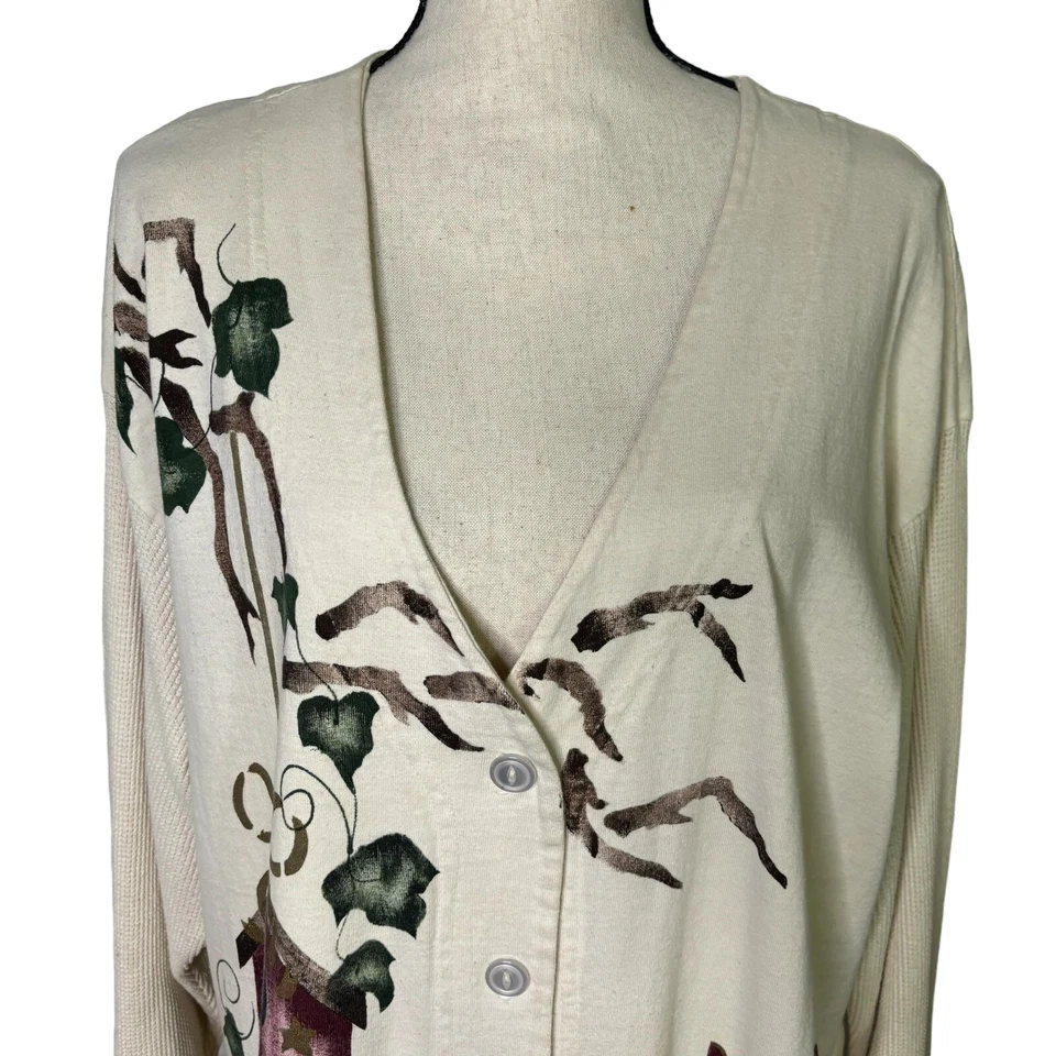 Designs by Cat свитер женщин XXL слоновой кости дерево скворечник длинным рукавом винтажный читать - Изображение 2 из 4