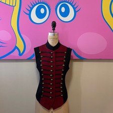 Dkny Black Red Wool Military Vest