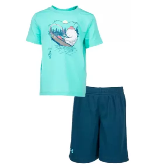NEW Under Armour Yeti Fishing Short Sleeve T Shirt and Shorts Set 24 Months