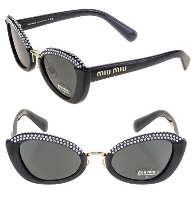 MIU MIU MU05WS Opal Gray Crystal Strass Rock Oval Fashion