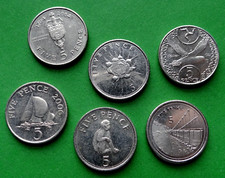 5 pence coin ???? GIBRALTAR Monkey * ISLE of MAN ???? GUERNSEY British 5 p coins