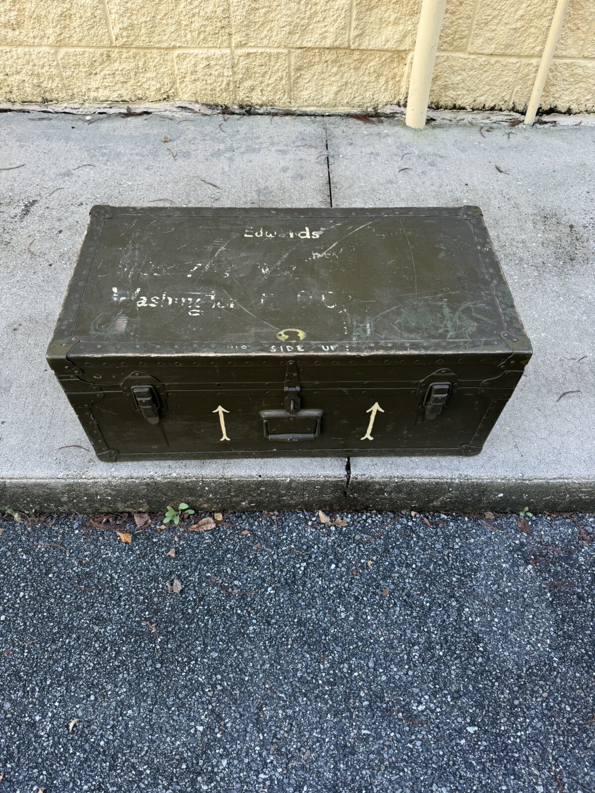 Vintage Military FOOT LOCKER us army chest storage trunk metal wood eBay
