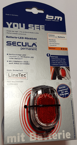Busch & Müller SECULA permanent LED Rücklicht StVZO Strebenbefestigung - Bild 1 von 1