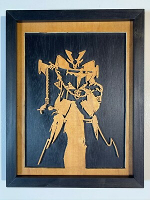 Detailed Shogun Robot Warrior Soul of Chogokin Scroll Saw Wood Art Ready To Hang