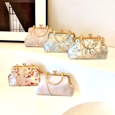 Multicolor Floral Evening Party Sequins Clutch 2 in 1 Shoulder & Handheld Purse