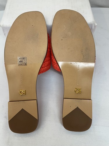 Donna Karan Haylen Raffia Slide Sandals Orange Sz.8M, READ. - Picture 5 of 6