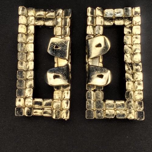Vintage Art Deco Style Rhinestone Silver Tone Rectangle Shoe Scarf Clips - Picture 8 of 15